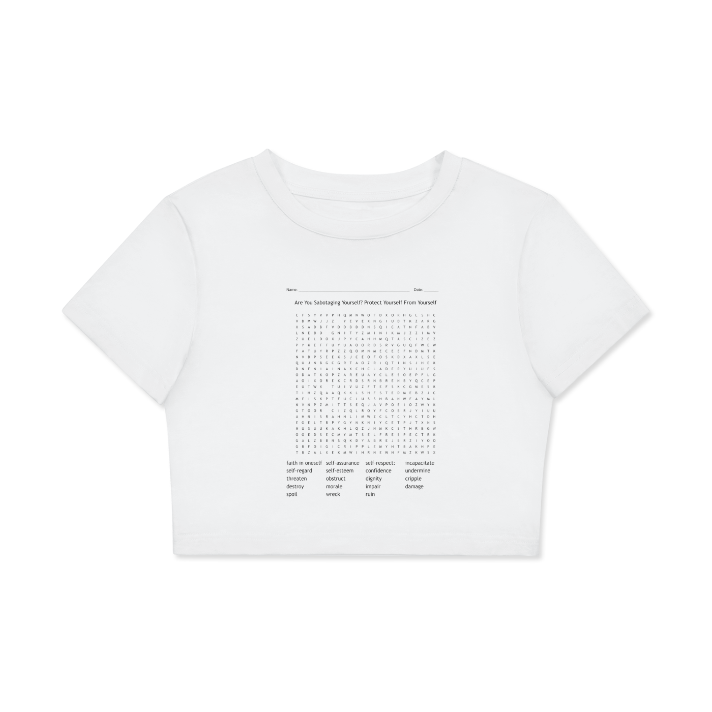 Self Sabotaging baby tee with washable marker